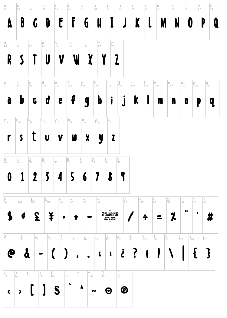 Boldenstein font map